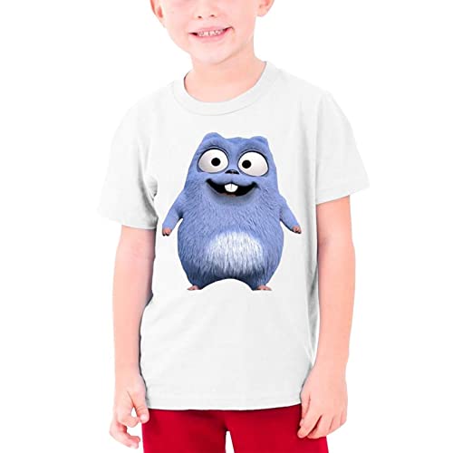 QQIAEJIA Teen Boys Grizzy and The Lemmings Crew Neck Shirt, Duktile Cozy Graphic Kurzarm Shirt für den Alltag, weiß, S von QQIAEJIA