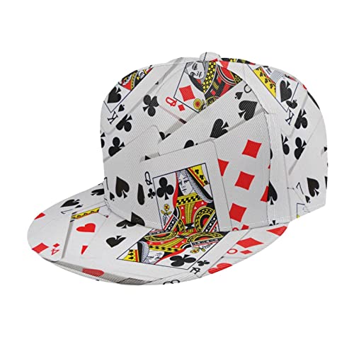 QQIAEJIA Unisex Flatbrim Snapback Cap Poker Card Las Vegas Erwachsene Trucker Hat Verstellbare Baseballkappe Schwarz, Siehe Abbildung, Einheitsgröße von QQIAEJIA