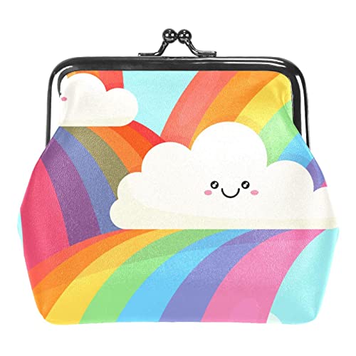 Regenbogen Bunte Schnalle Geldbörse Vintage Beutel Schnalle Clutch Tasche Kiss-Lock Wechselgeldbörse Floral Verschluss Geldbörsen für Frauen Mädchen, Mehrfarbig 16, Einheitsgröße, Taschen-Organizer von QQIAEJIA