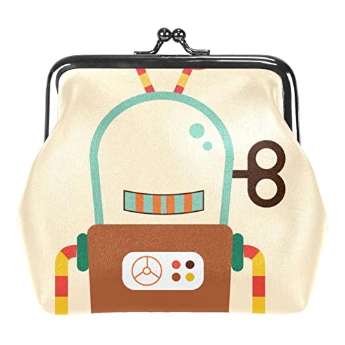 Retro Lustige Cartoon Roboter Schnalle Geldbörse Vintage Beutel Schnalle Clutch Tasche Kiss-Lock Wechselgeldbörse Floral Verschluss Geldbörsen für Frauen Mädchen, Mehrfarbig 10, Einheitsgröße, von QQIAEJIA