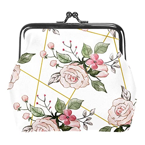 Rosa Aquarell Floral Rose Blume Hintergrund Münze Geldbörse Kiss Lock Ändern Geldbörse Vintage Schmuckbeutel, Mehrfarbig 06, Einheitsgröße, Taschen-Organizer von QQIAEJIA