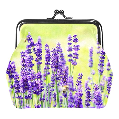 Schöne Provence Lavendel Schnalle Geldbörse Vintage Beutel Schnalle Clutch Tasche Kiss-Lock Wechselgeldbörse Floral Verschluss Geldbörsen für Frauen Mädchen, Multicolor 01, Einheitsgröße, von QQIAEJIA