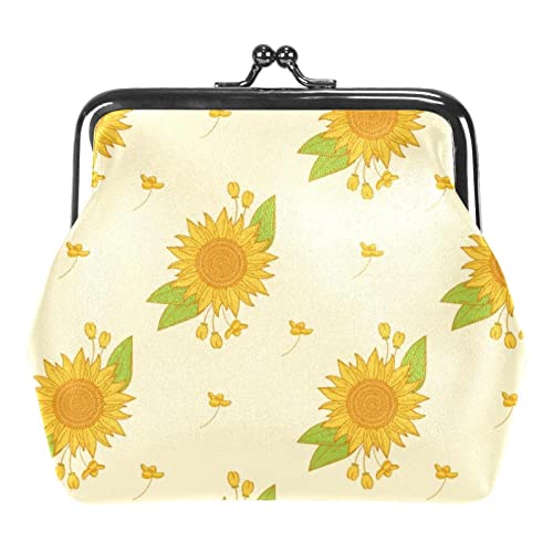 Sonnenblume Helianthus Blüte Blumen Schnalle Münzbörse Vintage Pouch Schnalle Clutch Bag Kiss-Lock Wechselgeldbörse Floral Verschluss Geldbörsen für Frauen Mädchen, gelb, Einheitsgröße, von QQIAEJIA