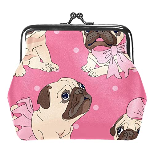 Süße Mops Hund Mädchen Rock Schleife Rosa Münzbörsen Mini Geldbörsen Vintage Beutel Taschen für Geschenk, Mehrfarbig 19, Einheitsgröße, Taschen-Organizer von QQIAEJIA