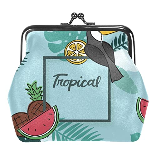 Tropische bunte Blätter Schnalle Geldbörse Vintage Beutel Schnalle Clutch Tasche Kiss-Lock Wechselgeldbörse Floral Verschluss Geldbörsen für Frauen Mädchen, Mehrfarbig 15, Einheitsgröße, von QQIAEJIA