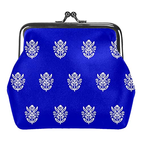 Tropische grüne Blumen Blatt Blume Schnalle Münze Geldbörse Vintage Beutel Schnalle Clutch Tasche Kiss-Lock Wechselgeldbörse Floral Verschluss Geldbörsen für Frauen Mädchen, blau, Einheitsgröße, von QQIAEJIA