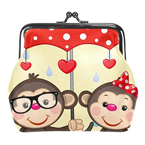 Valentines Liebhaber Cartoon Affe Regenschirm Schnalle Geldbörse, Multicolor 01, Einheitsgröße, Taschen-Organizer von QQIAEJIA