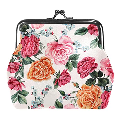 Vintage Schöne Rosen Schnalle Geldbörse Vintage Beutel Schnalle Clutch Tasche Kiss-Lock Wechselgeldbörse Floral Verschluss Geldbörsen für Frauen Mädchen, Mehrfarbig 11, Einheitsgröße, von QQIAEJIA