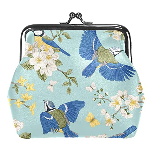 Vögel und Blumen Chinoiserie Schnalle Geldbörse Vintage Beutel Schnalle Clutch Bag Kiss-Lock Wechselgeldbörse Floral Verschluss Geldbörsen für Frauen Mädchen, Mehrfarbig 15, Einheitsgröße, von QQIAEJIA