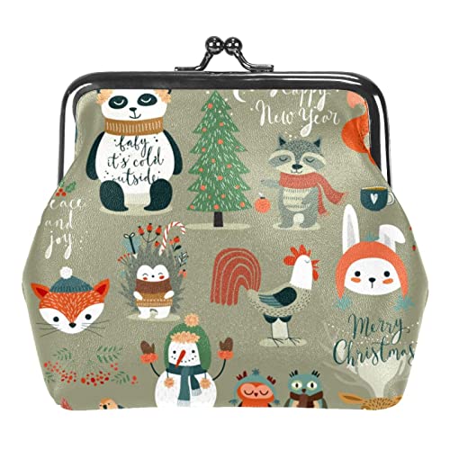 Weihnachten Wald Cartoon Tier Eulen Panda Fuchs Schnalle Geldbörse, Multicolor 01, Einheitsgröße, Taschen-Organizer von QQIAEJIA