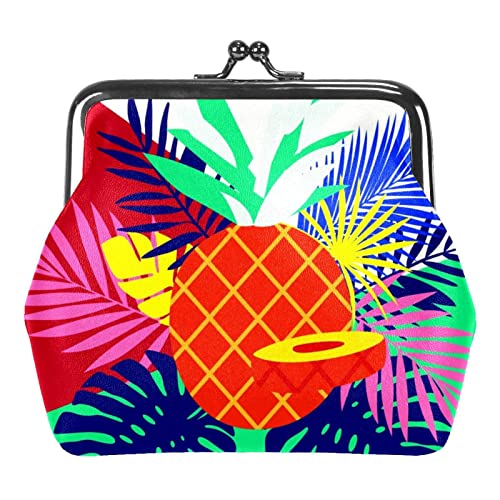 Weiße Ananas Schnalle Geldbörse Vintage Beutel Schnalle Clutch Tasche Kiss-Lock Wechselgeldbörse Floral Verschluss Geldbörsen für Frauen Mädchen, Mehrfarbig 20, Einheitsgröße, Taschen-Organizer von QQIAEJIA