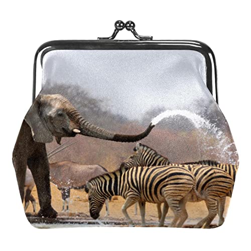 Zirkus Elefant Bär Schnalle Geldbörse Vintage Beutel Schnalle Clutch Tasche Kiss-Lock Wechselgeldbörse Floral Verschluss Geldbörsen für Frauen Mädchen, Mehrfarbig 14, Einheitsgröße, Taschen-Organizer von QQIAEJIA