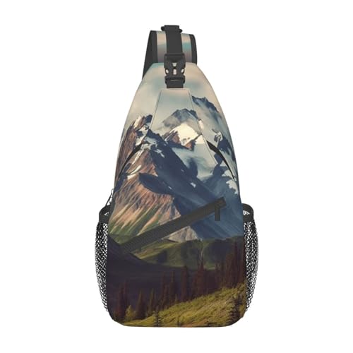 Alaska Mountains Bauchtasche für Mann Frauen Hüfttasche Verstellbarer Gürtel Lässige Brusttasche Bauchtaschen Für Reisen Sport Laufen Wandern Hüfttaschen, Schwarz , Einheitsgröße von QQLADY