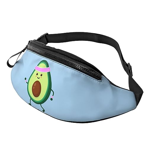 Avocado Bauchtasche für Herren Damen Hüfttasche Verstellbarer Gürtel Lässige Brusttasche Bauchtaschen für Reisen Sport Laufen Wandern Hüfttaschen, Schwarz , Einheitsgröße von QQLADY