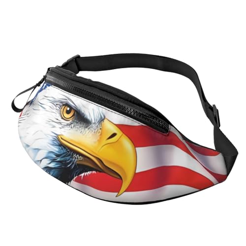 Bald Eagle Fanny Pack for Man Women Waist Bag Adjustable Belt Casual Chest Bag Bum Bags for Travel Sports Running Hiking Waist Packs, Schwarz , Einheitsgröße von QQLADY