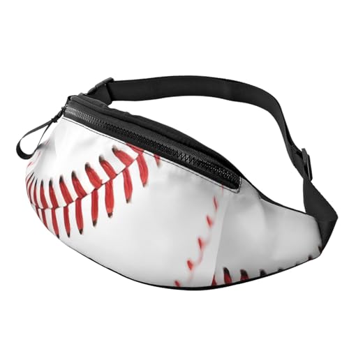 Baseball Lace Close Up Fanny Pack for Man Women Waist Bag Adjustable Belt Casual Chest Bag Bum Bags for Travel Sports Running Hiking Waist Packs, Schwarz , Einheitsgröße von QQLADY