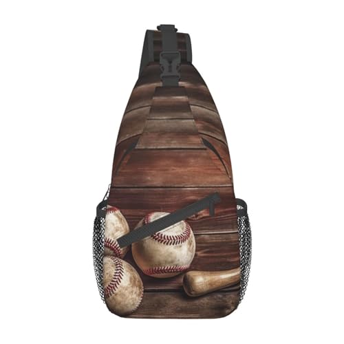 Baseball auf Holz Bauchtasche für Mann Frauen Hüfttasche Verstellbarer Gürtel Lässige Brusttasche Bauchtaschen für Reisen Sport Laufen Wandern Hüfttaschen, Schwarz , Einheitsgröße von QQLADY