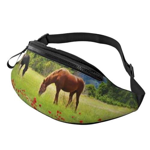 Bauchtasche für Pferde, die Gras auf dem Feld essen, für Männer und Frauen, Gürteltasche, verstellbarer Gürtel, lässige Brusttasche, Bauchtaschen für Reisen, Sport, Laufen, Wandern, Hüfttaschen, von QQLADY