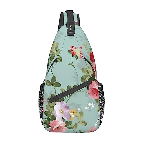 Bauchtasche im Vintage-Stil, Blumenmuster, für Damen und Herren, verstellbarer Gürtel, lässige Brusttasche, Bauchtaschen für Reisen, Sport, Laufen, Wandern, Hüfttaschen, Schwarz , Einheitsgröße von QQLADY