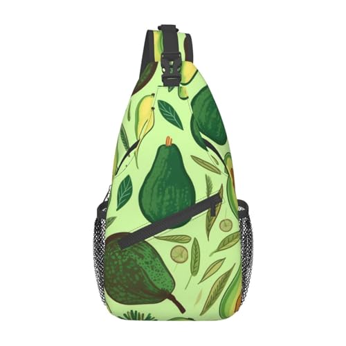 Bauchtasche mit Avocado-Muster für Herren und Damen, verstellbarer Gürtel, lässige Brusttasche, Bauchtaschen für Reisen, Sport, Laufen, Wandern, Hüfttaschen, Schwarz , Einheitsgröße von QQLADY