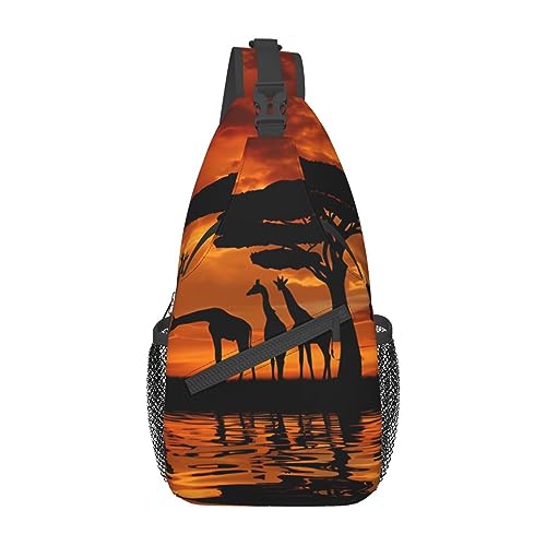 Bauchtasche mit Giraffe unter dem Baum in Afrika, für Herren und Damen, verstellbarer Gürtel, lässige Brusttasche, Bauchtaschen für Reisen, Sport, Laufen, Wandern, Hüfttaschen, Schwarz , Einheitsgröße von QQLADY