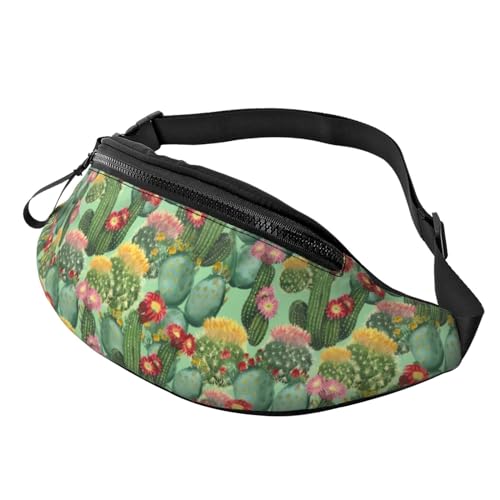 Bauchtasche mit Kaktus-Blumenblüte für Herren und Damen, verstellbarer Gürtel, lässige Brusttasche, Bauchtaschen für Reisen, Sport, Laufen, Wandern, Hüfttaschen, Schwarz , Einheitsgröße von QQLADY