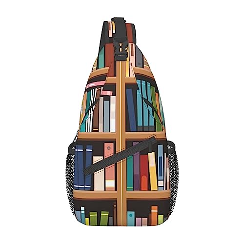 Bibliothek Bücherregal Bauchtasche für Mann Frauen Hüfttasche Verstellbarer Gürtel Lässige Brusttasche Bauchtaschen für Reisen Sport Laufen Wandern Hüfttaschen, Schwarz , Einheitsgröße von QQLADY