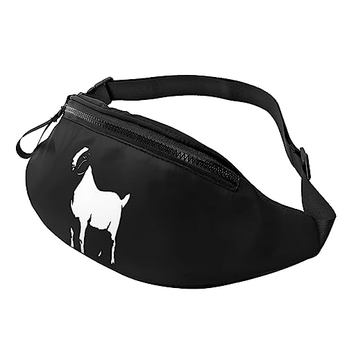 Boer Goat Fanny Pack für Männer Frauen Hüfttasche Verstellbarer Gürtel Casual Brusttasche Bauchtaschen für Reisen Sport Laufen Wandern Hüfttaschen, Schwarz , Einheitsgröße von QQLADY