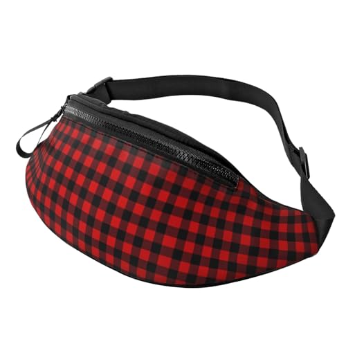 Buffalo Check Fanny Pack for Man Women Waist Bag Adjustable Belt Casual Chest Bag Bum Bags for Travel Sports Running Hiking Waist Packs, Schwarz , Einheitsgröße von QQLADY