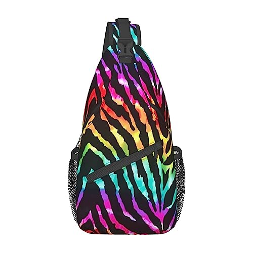 Bunte Regenbogen-Zebra-Bauchtasche für Herren und Damen, verstellbarer Gürtel, lässige Brusttasche, Bauchtaschen für Reisen, Sport, Laufen, Wandern, Hüfttaschen, Schwarz , Einheitsgröße von QQLADY