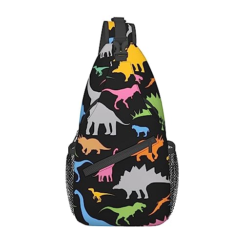 Bunte niedliche Tier-Dinosaurier-Gürteltasche für Männer und Frauen, Gürteltasche, verstellbarer Gürtel, lässige Brusttasche, Bauchtaschen für Reisen, Sport, Laufen, Wandern, Hüfttaschen, Schwarz , von QQLADY