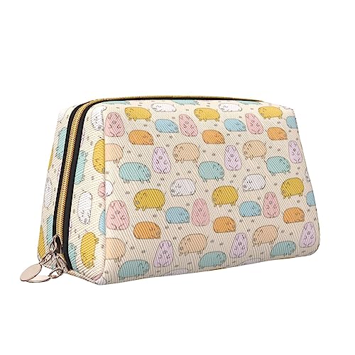 Bunte süße Schweine-Leder Make-up Tasche Große Kapazität Reise Kosmetiktaschen Öffnung Make-up Tasche Tragbare Wasserdichte Kulturtasche für Frauen Mädchen Kosmetik Organizer, weiß, Einheitsgröße von QQLADY