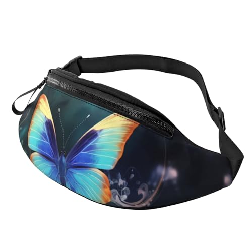 Butterfly Fanny Pack for Man Women Waist Bag Adjustable Belt Casual Chest Bag Bum Bags for Travel Sports Running Hiking Waist Packs, Schwarz , Einheitsgröße von QQLADY