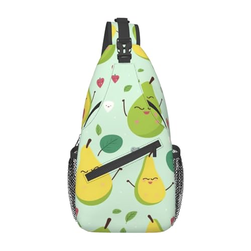 Cartoon Birnen Bauchtasche für Mann Frauen Hüfttasche Verstellbarer Gürtel Casual Brusttasche Bauchtaschen für Reisen Sport Laufen Wandern Hüfttaschen, Schwarz , Einheitsgröße von QQLADY