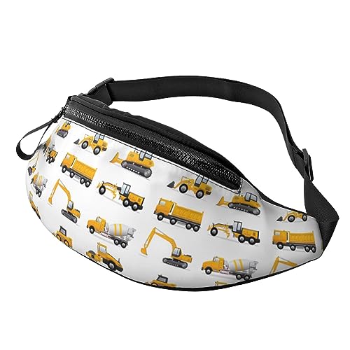 Cartoon Heavy Machinery Truck Fanny Pack for Man Women Waist Bag Adjustable Belt Casual Chest Bag Bum Bags for Travel Sports Running Hiking Waist Packs, Schwarz , Einheitsgröße von QQLADY