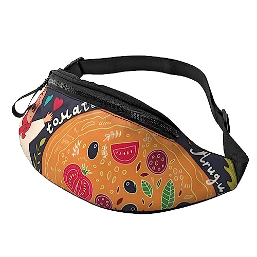 Chef Pizza Bauchtasche für Männer Frauen Hüfttasche Verstellbarer Gürtel Casual Brusttasche Bauchtaschen für Reisen Sport Laufen Wandern Hüfttaschen, Schwarz , Einheitsgröße von QQLADY