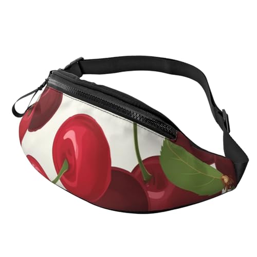 Cherry Fruit Fanny Pack for Man Women Waist Bag Adjustable Belt Casual Chest Bag Bum Bags for Travel Sports Running Hiking Waist Packs, Schwarz , Einheitsgröße von QQLADY