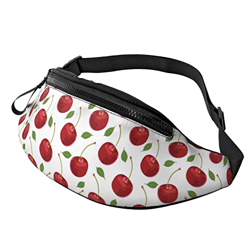 Cherry fruit Fanny Pack for Man Women Waist Bag Adjustable Belt Casual Chest Bag Bum Bags For Travel Sports Running Hiking Waist Packs, Schwarz , Einheitsgröße von QQLADY