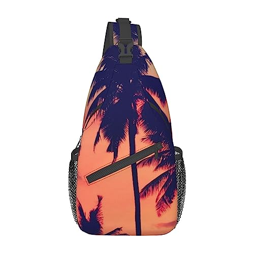 Coconut Palm Tree Summer Sunset Fanny Pack for Man Women Waist Bag Adjustable Belt Casual Chest Bag Bum Bags for Travel Sports Running Hiking Waist Packs, Schwarz , Einheitsgröße von QQLADY