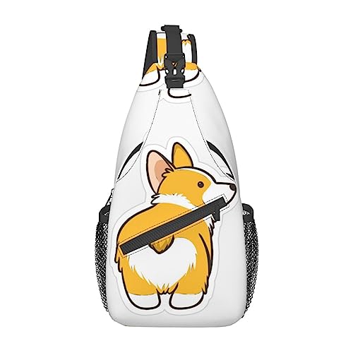 Cute Corgi Butt Fanny Pack for Man Women Waist Bag Adjustable Belt Casual Chest Bag Bum Bags for Travel Sports Running Hiking Waist Packs, Schwarz , Einheitsgröße von QQLADY