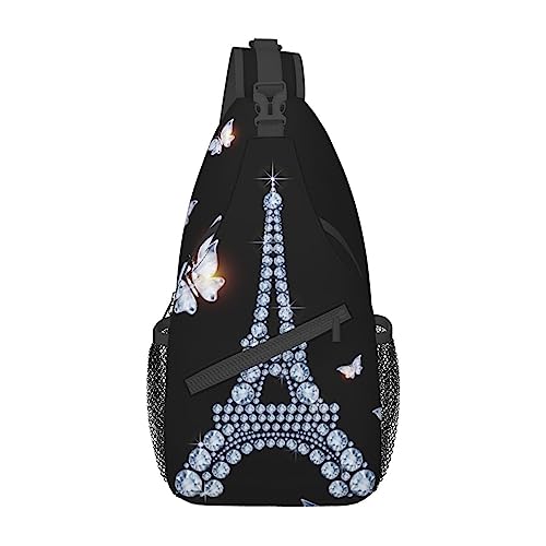 Eiffelturm Bauchtasche für Herren Damen Hüfttasche Verstellbarer Gürtel Lässige Brusttasche Bauchtaschen für Reisen Sport Laufen Wandern Hüfttaschen, Schwarz , Einheitsgröße von QQLADY