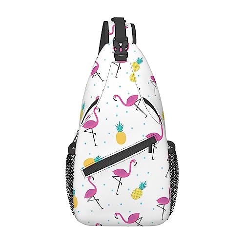 Flamingo und Ananas Bauchtasche für Mann Frauen Hüfttasche Verstellbarer Gürtel Lässige Brusttasche Bauchtaschen für Reisen Sport Laufen Wandern Hüfttaschen, Schwarz , Einheitsgröße von QQLADY