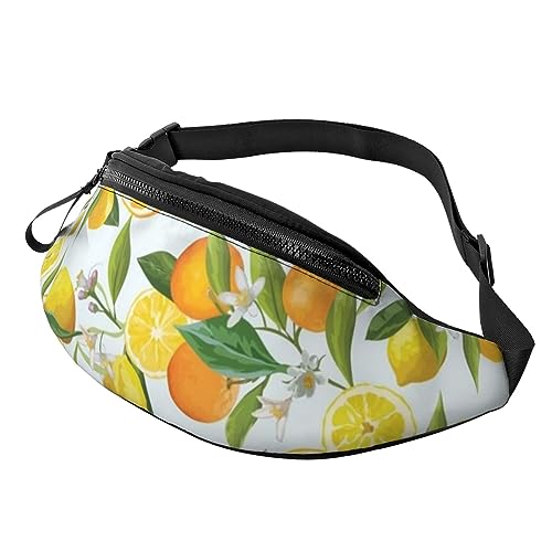 Fresh Lemon Bauchtasche für Mann Frauen Hüfttasche Verstellbarer Gürtel Lässige Brusttasche Bauchtaschen für Reisen Sport Laufen Wandern Hüfttaschen, Schwarz , Einheitsgröße von QQLADY