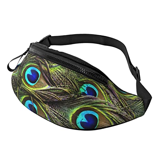 Fresh Peacock Bauchtasche für Mann Frauen Hüfttasche Verstellbarer Gürtel Lässige Brusttasche Bauchtaschen für Reisen Sport Laufen Wandern Hüfttaschen, Schwarz , Einheitsgröße von QQLADY