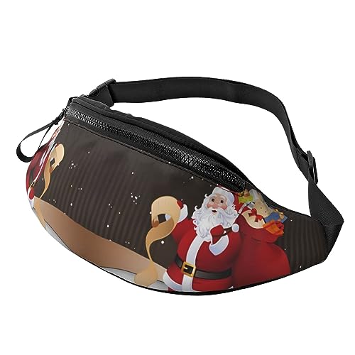 Frohe Weihnachten Bauchtasche für Mann Frauen Hüfttasche Verstellbarer Gürtel Lässige Brusttasche Bauchtaschen für Reisen Sport Laufen Wandern Hüfttaschen, Schwarz , Einheitsgröße von QQLADY