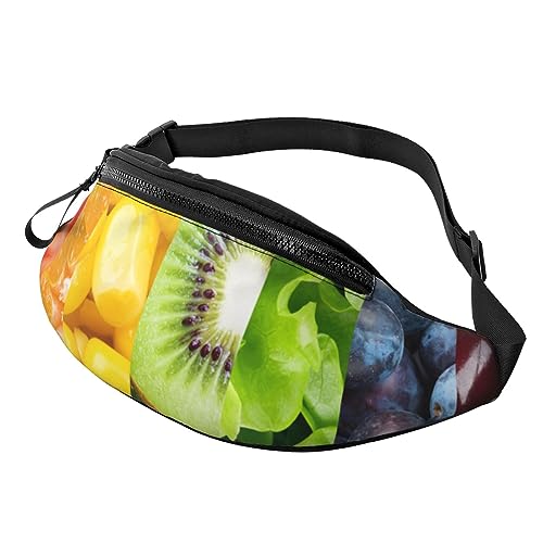 Fruits Fanny Pack for Man Women Waist Bag Adjustable Belt Casual Chest Bag Bum Bags for Travel Sports Running Hiking Waist Packs, Schwarz , Einheitsgröße von QQLADY