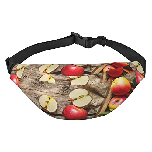 Fruits on Wood Floor Fanny Pack for Women Men Waist Bag Adjustable Belt Casual Chest Bag Bum Bags for Travel Hiking Waist Packs, Schwarz , Einheitsgröße von QQLADY