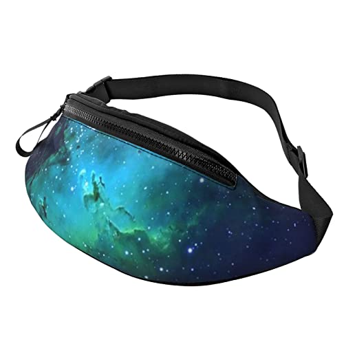 Galaxy Green Fanny Pack for Man Women Waist Bag Adjustable Belt Casual Chest Bag Bum Bags for Travel Sports Running Hiking Waist Packs, Schwarz , Einheitsgröße von QQLADY