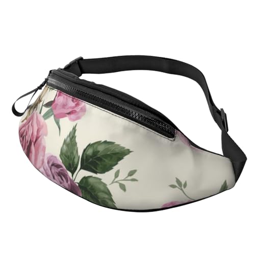 Garden Blooming Wildflowers Fanny Pack for Man Women Waist Bag Adjustable Belt Casual Chest Bag Bum Bags for Travel Sports Running Hiking Waist Packs, Schwarz , Einheitsgröße von QQLADY