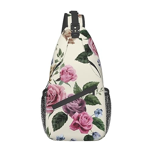 Garden Blooming Wildflowers Fanny Pack for Man Women Waist Bag Adjustable Belt Casual Chest Bag Bum Bags for Travel Sports Running Hiking Waist Packs, Schwarz , Einheitsgröße von QQLADY